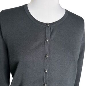 NWT Premise 3/4 Sleeve Button Front Crew Neck Black Cardigan Size L
